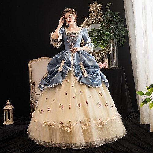 

Maria Antonietta Rococo Medieval Vacation Dress Winter Dress Party Costume Masquerade Prom Dress Women's Costume Blue Vintage Cosplay Party Masquerade 3/4-Length Sleeve Floor Length Ball Gown