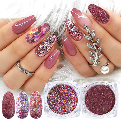

8 Box Mix Glitter Nail Art Powder Flakes Set Holographic Sequins for Manicure Polish Nail Decorations Shining Tips Dating Christmas