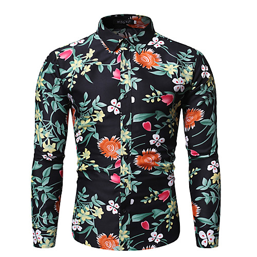 

Men's Shirt Other Prints Graphic Long Sleeve Daily Tops Black