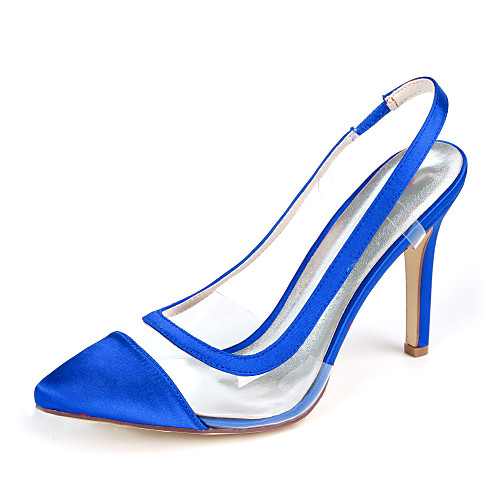 

Women's Wedding Shoes Plus Size Stiletto Heel Pointed Toe Minimalism Wedding Party & Evening Satin Solid Colored White Black Purple