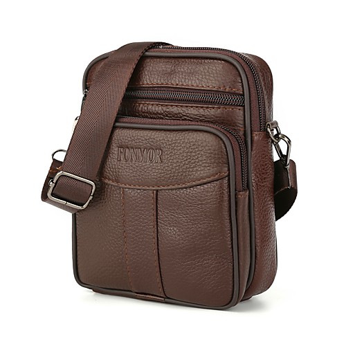 

Men's Zipper Nappa Leather / Cowhide Briefcase Solid Color Light Coffee / Dark Coffee