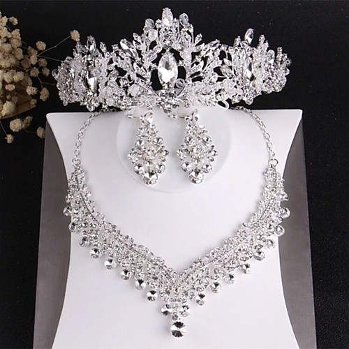 

Women's Clear Crystal Queen Princess Bridal Jewelry Sets Classic Crown Luxury Fashion Rhinestone Earrings Necklace Jewelry For Wedding Party Engagement 1 set / Hair Jewelry