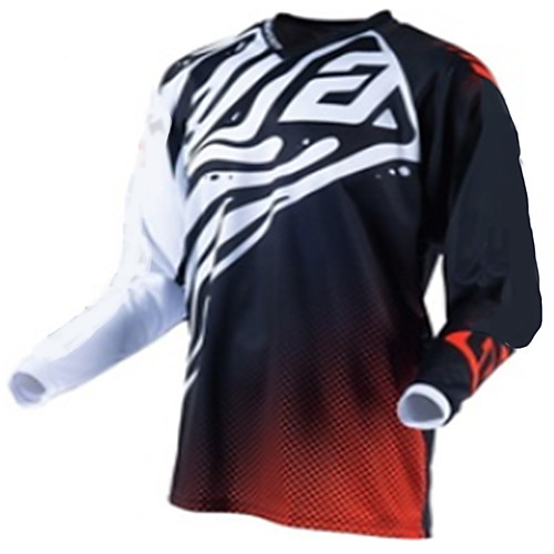 

Men's Long Sleeve Cycling Jersey Downhill Jersey Dirt Bike Jersey Winter Fleece Black / Red Geometic Bike Jersey Motorcyle Clothing Top Mountain Bike MTB Road Bike Cycling Thermal / Warm Windproof