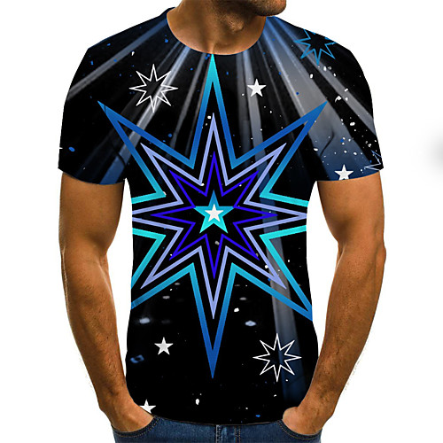 

Men's T shirt Graphic Color Block 3D Plus Size Print Short Sleeve Daily Tops Basic Exaggerated Rainbow