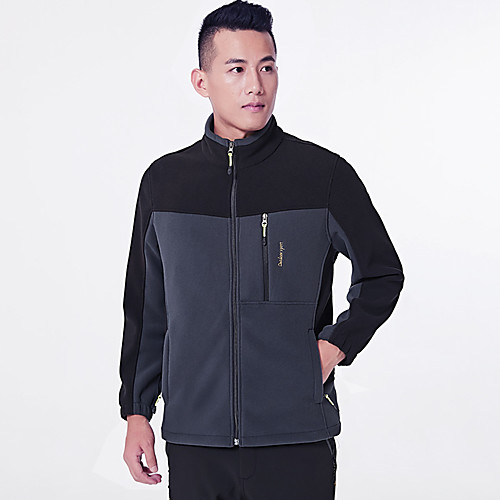 

Men's Hiking Fleece Jacket Winter Outdoor Patchwork Windproof Fleece Lining Warm Soft Winter Fleece Jacket Top Traveling Winter Sports Dark Grey Blue Orange