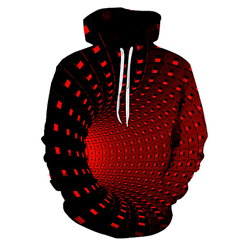 

Men's Daily Hoodie Geometric Color Block 3D Hooded Streetwear Halloween Hoodies Sweatshirts Black Purple Red