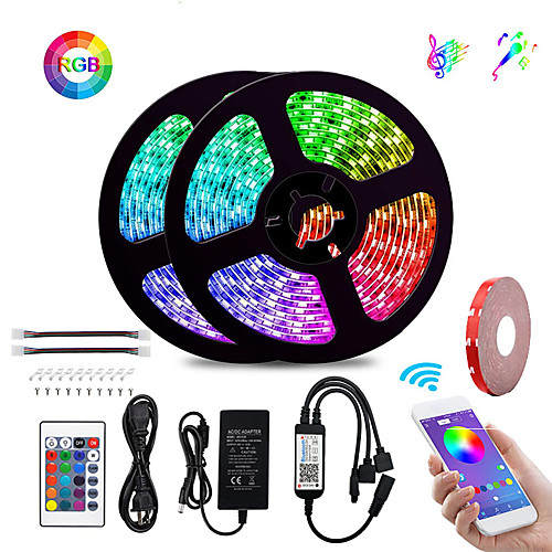 

KWB 2x5M Flexible LED Strip Lights Light Sets RGB Tiktok Lights Smart Lights 600 LEDs SMD5050 10mm 1Set Mounting Bracket Waterproof APP Control Cuttable 100-240 V 1 set