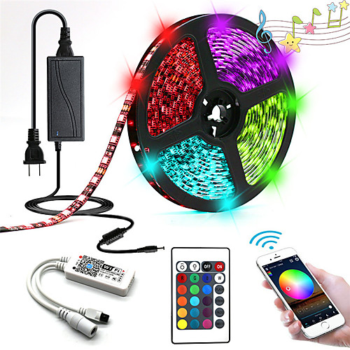 

5m LED Strip Lightss Light Sets RGB Tiktok Lights 300 LEDs SMD5050 10mm 1 24Keys Remote Controller / 1 X 12V 5A Power Supply 1 set RGB Tiktok LightsWhite Waterproof / APP Control / Decorative 12 V