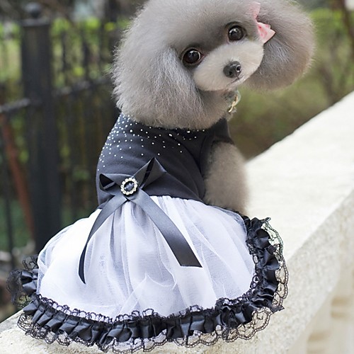 

Dogs Dress Dog Clothes Black Costume Polyster Color Block Wedding XS S M L XL XXL