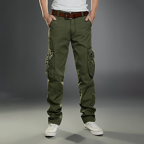 

Men's Hiking Pants Trousers Hiking Cargo Pants Solid Color Winter Outdoor Warm Soft Shockproof Comfortable Cotton Pants / Trousers Bottoms Black Khaki Green Camping / Hiking / Caving Traveling S M L