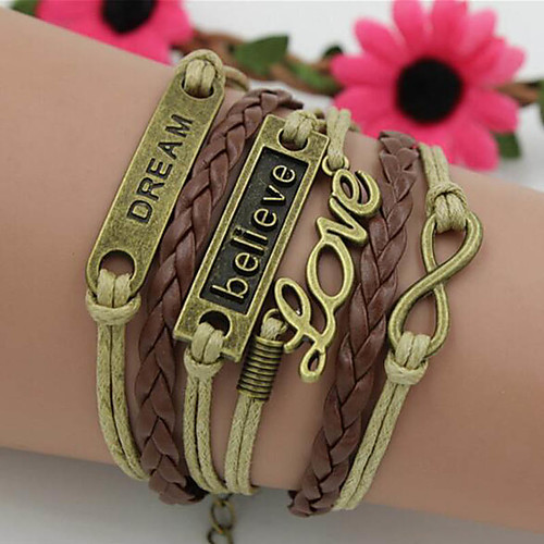 

Women's Wrap Bracelet Vintage Bracelet Braided Love Precious Vintage PU Leather Bracelet Jewelry Brown For Street Daily