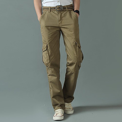 

Men's Hiking Pants Trousers Hiking Cargo Pants Solid Color Winter Outdoor Warm Soft Comfortable Wear Resistance Cotton Pants / Trousers Bottoms Black Army Green Khaki Dark Green Camping / Hiking