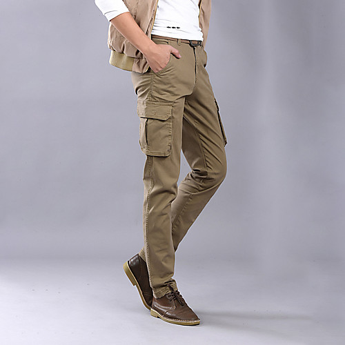 

Men's Hiking Pants Trousers Hiking Cargo Pants Solid Color Winter Outdoor Warm Soft Stretchy Comfortable Cotton Pants / Trousers Bottoms Black Army Green Khaki Camping / Hiking / Caving Traveling S M