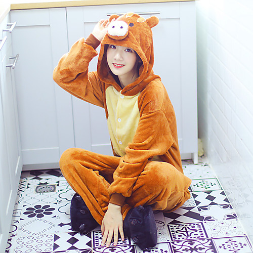 

Adults' Kigurumi Pajamas Piggy / Pig Onesie Pajamas Flannelette Orange Cosplay For Men and Women Animal Sleepwear Cartoon Festival / Holiday Costumes