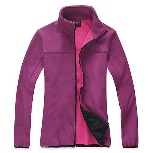 

Women's Hiking Fleece Jacket Winter Outdoor Solid Color Windproof Fleece Lining Warm Soft Winter Fleece Jacket Top Traveling Winter Sports Violet Fuchsia Pink