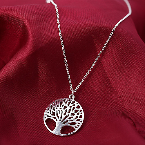 

Women's AAA Cubic Zirconia Pendant Necklace Classic life Tree Classic Chrome Silver 45 cm Necklace Jewelry 1pc For Daily