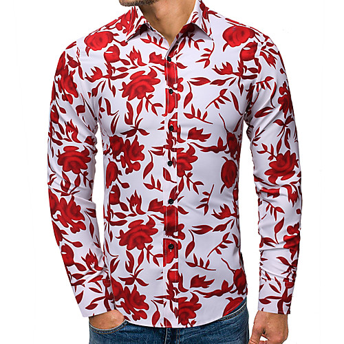 

Men's Shirt Other Prints Graphic Long Sleeve Daily Tops White Black