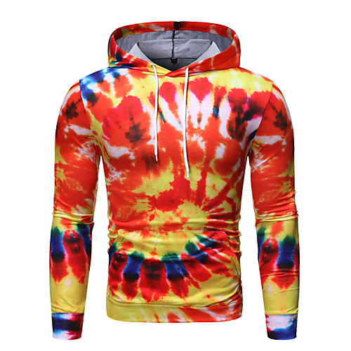

Men's Pullover Hoodie Sweatshirt Scenery Work Casual Hoodies Sweatshirts Orange