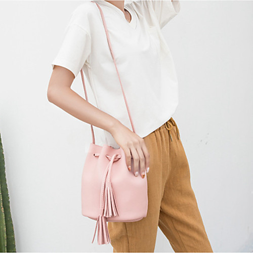 

Women's Tassel PU Crossbody Bag Blushing Pink