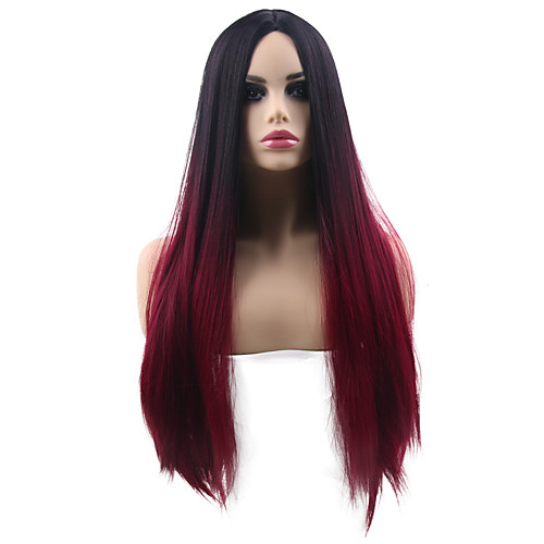 

Ombre Natural Straight Middle Part Wig Ombre Long Synthetic Hair 23 inch Women's Women Sexy Lady Color Gradient Ombre