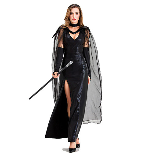 

Witch Dress Cosplay Costume Party Costume Adults' Women's Cosplay Vacation Dress Halloween Halloween Festival / Holiday Tulle Cotton / Polyester Blend Black Women's Easy Carnival Costumes / Gloves