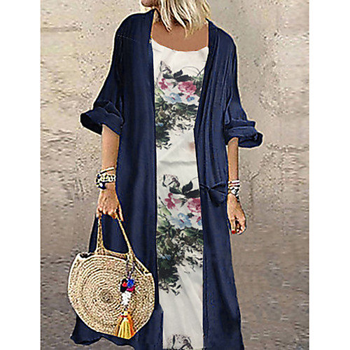 

Women's Plus Size Maxi Jalabiya Dress - Half Sleeve Floral Green Navy Blue L XL XXL XXXL XXXXL XXXXXL