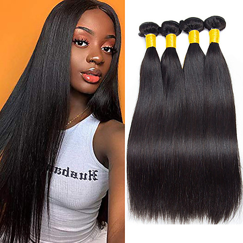

3 Bundles Brazilian Hair Straight Human Hair 300 g Human Hair Extensions 8-28 inch Natural Color Human Hair Weaves Hot Sale Shedding Free Tangle Free Human Hair Extensions / 8A