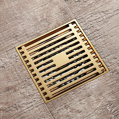 

Champagne gold drain brass 4inch floor mounted 10x10cm bathroom waste gate