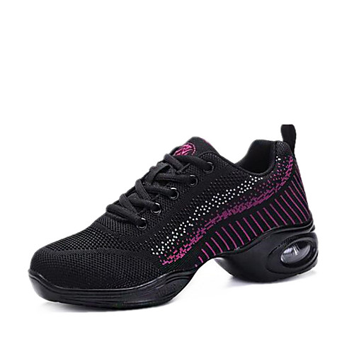 

Women's Dance Shoes Knit Dance Sneakers Sneaker Thick Heel Customizable Black / White