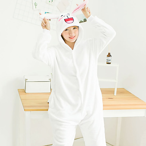 

Adults' Kigurumi Pajamas Rabbit Bunny Onesie Pajamas Flannelette White Cosplay For Men and Women Animal Sleepwear Cartoon Festival / Holiday Costumes