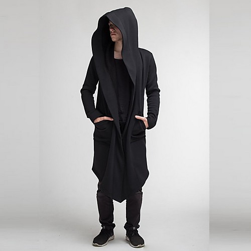 

Men's Solid Colored Fall & Winter Coat Regular Daily Long Sleeve Polyester Coat Tops Black