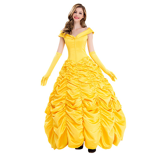 

Belle Outfits Masquerade Women's Movie Cosplay Cosplay Vacation Dress Halloween Yellow Dress Gloves Halloween Carnival Masquerade Polyster