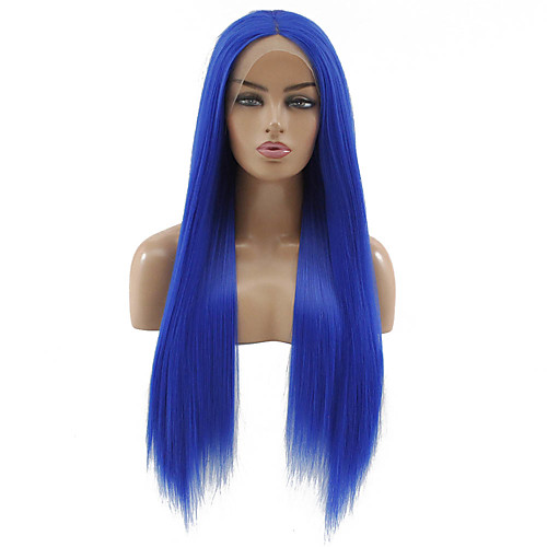 

Synthetic Lace Front Wig Straight Matte Kardashian Middle Part Lace Front Wig Long Blue Synthetic Hair 22-26 inch Women's Heat Resistant Women Hot Sale Blue / Glueless