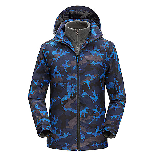 

Men's Hiking Jacket Hiking 3-in-1 Jackets Winter Outdoor Camo Waterproof Windproof Warm Soft Jacket Top Ski / Snowboard Climbing Camping / Hiking / Caving Blue Grey