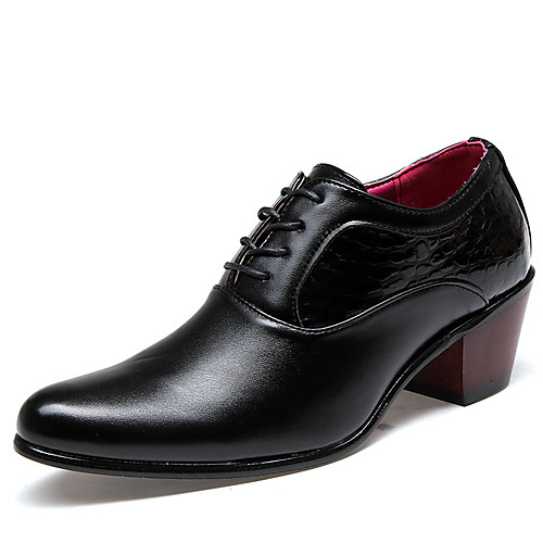 

Men's Oxfords Comfort Shoes High Heel Casual Daily PU Non-slipping Black Fall