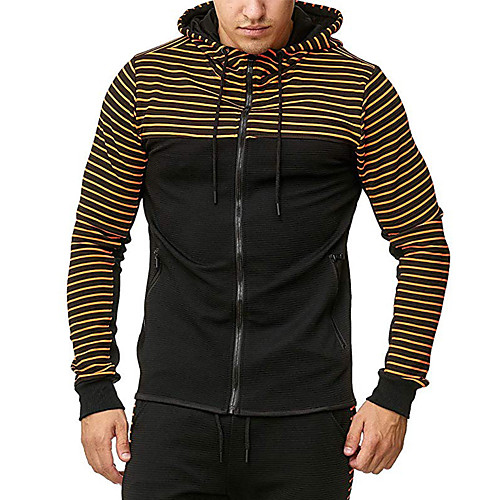 

Men's Zip Up Hoodie Sweatshirt Lines / Waves Hooded Daily Going out non-printing Casual Hoodies Sweatshirts Long Sleeve Red Yellow