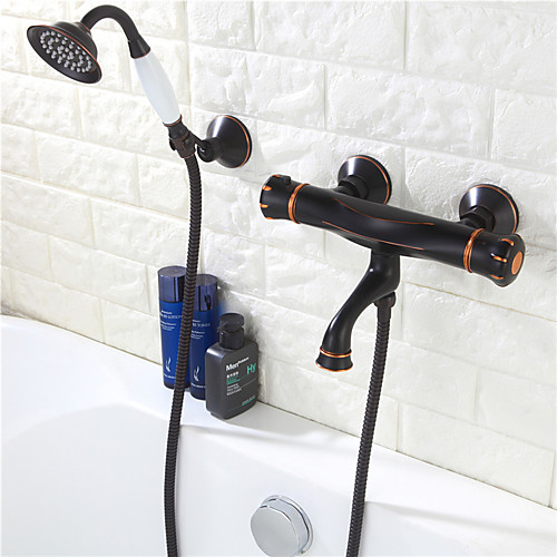 

Shower Faucet - Contemporary Oil-rubbed Bronze Wall Mounted Ceramic Valve Bath Shower Mixer Taps