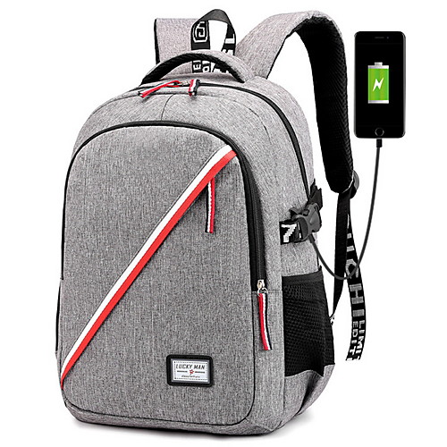 

Men's Oxford Commuter Backpack Large Capacity Electronic / Electric Zipper Solid Color Sports & Outdoor Wine Black Blue Khaki Dark Blue