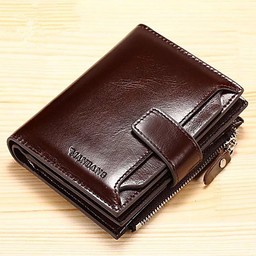 

Men's Sequin Cowhide Wallet Solid Color Black / Brown / Coffee