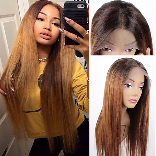 

Remy Human Hair 4x13 Closure Lace Front Wig Middle Part Side Part Free Part style Brazilian Hair Straight Wig 150% Density Women Best Quality New New Arrival Hot Sale Women's Medium Length Human Hair