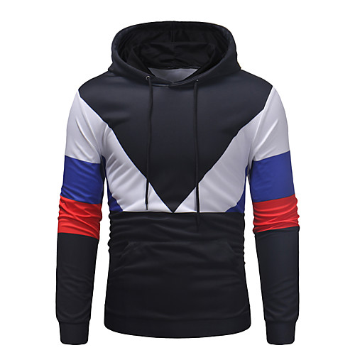 

Men's Pullover Hoodie Sweatshirt Lines / Waves Work Casual Hoodies Sweatshirts Black