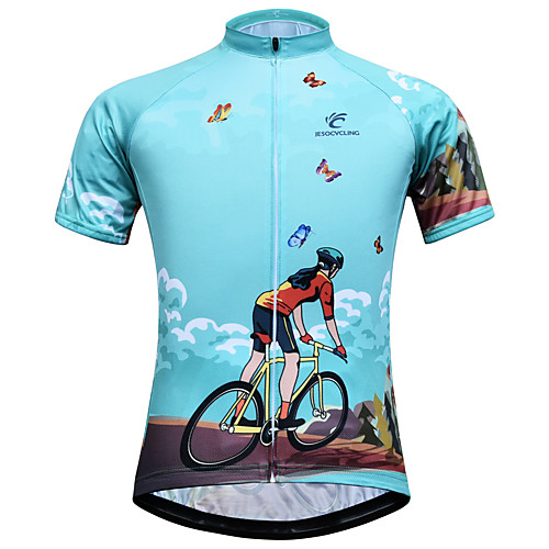 

JESOCYCLING Women's Short Sleeve Cycling Jersey Sky Blue Bike Jersey Mountain Bike MTB Road Bike Cycling Breathable Quick Dry Anatomic Design Sports Clothing Apparel / Stretchy / Back Pocket