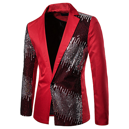 

Black / Red Color Block Regular Fit Polyester Men's Suit - Shirt Collar
