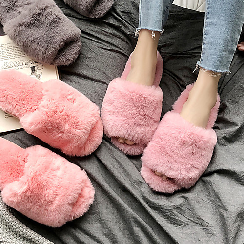 

Women's Slippers / Girls' Slippers Slide Slippers / Guest Slippers / House Slippers Casual Faux Fur solid color Shoes