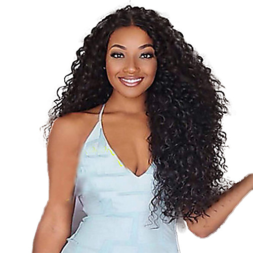 

Synthetic Lace Front Wig Curly Side Part Lace Front Wig Long Black#1B Synthetic Hair 18-26 inch Women's Adjustable Heat Resistant Party Black