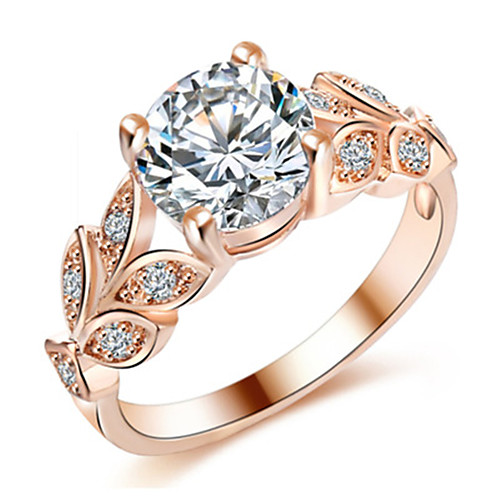 

Adjustable Ring AAA Cubic Zirconia Rose Gold Silver Silver Plated Floral Theme Unique Design European Trendy 1pc 6 7 8 9 10 / Women's / Gift / Daily