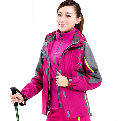 

Women's Hiking Jacket Winter Outdoor Patchwork Waterproof Windproof Breathable Warm Jacket Top Hunting Fishing Camping / Hiking / Caving Red Fuchsia Blue Pink