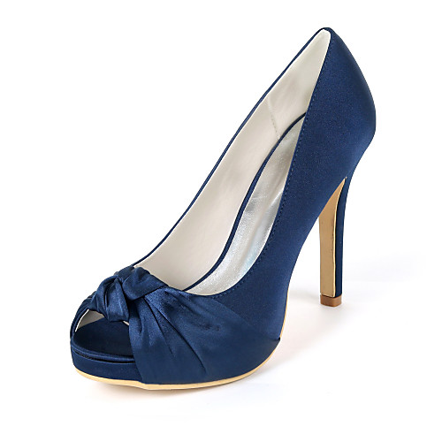 

Women's Wedding Shoes Stiletto Heel Peep Toe Minimalism Wedding Party & Evening Satin Solid Colored White Black Purple
