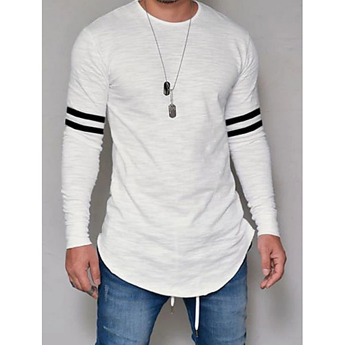 

Men's T shirt Striped Long Sleeve Daily Tops White Black Blue