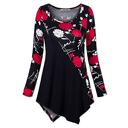 

Women's Plus Size Floral T-shirt Daily White / Black / Blue / Red